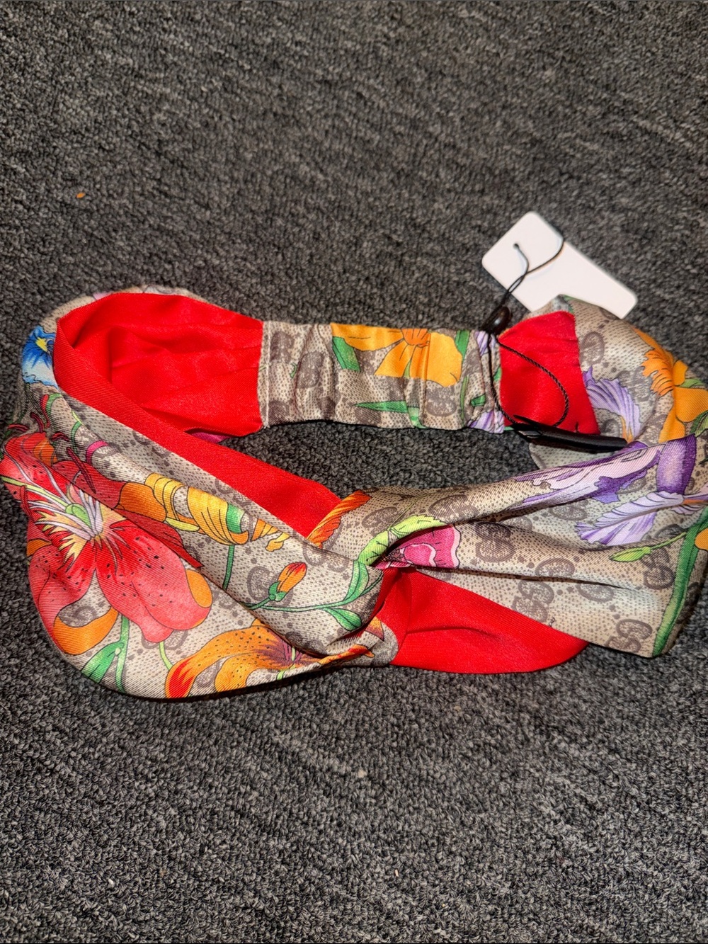 Floral Red Satin-Twist Headband